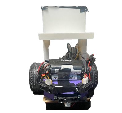 Finished autonomous rover with sensor flag mount